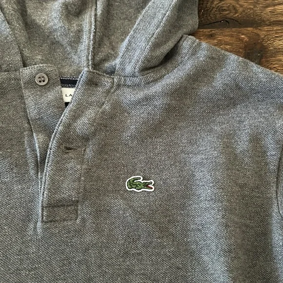 LACOSTE grey hooded long sleeve size 10 - Picture 3 of 7